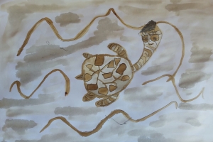 Скольцева Каролина 5 лет ,рисунок выполнен в технике кофейная роспись